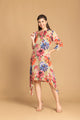 Golden Floral Printed Muslin Dress