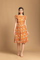 Musturd Color Floral Printed Ruffle Sleeve Dress