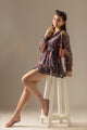 Blue Abstract Printed Flared Mini Dress