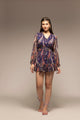 Blue Abstract Printed Flared Mini Dress