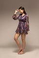 Blue Abstract Printed Flared Mini Dress