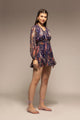 Blue Abstract Printed Flared Mini Dress