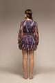Blue Abstract Printed Flared Mini Dress