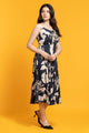 Bold Blue Abstract Print Flared Dress