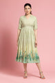 Parrot Green Grass Printed Maxi Dress