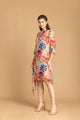 Golden Floral Printed Muslin Dress
