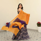 ASHADHI PURPLE PRINTED CHANDERI LEHENGA SET