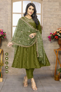 Embrodiery Semi-Stitched Anarkali With Duptta Set Dress Material