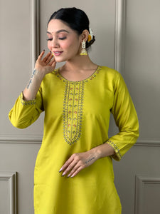 Women Cotton Blend Kurta Palazzo Set